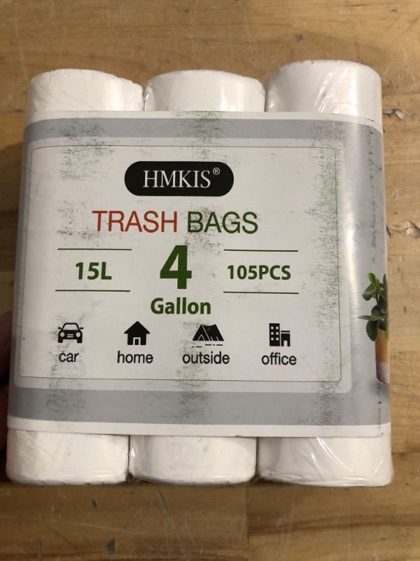 Photo 2 of 4 Gallon Small Trash Bags,105 pcs White Garbage Bags,Small Wastebag for Bathroom, Office, Kitchen 105 pc 4 gal