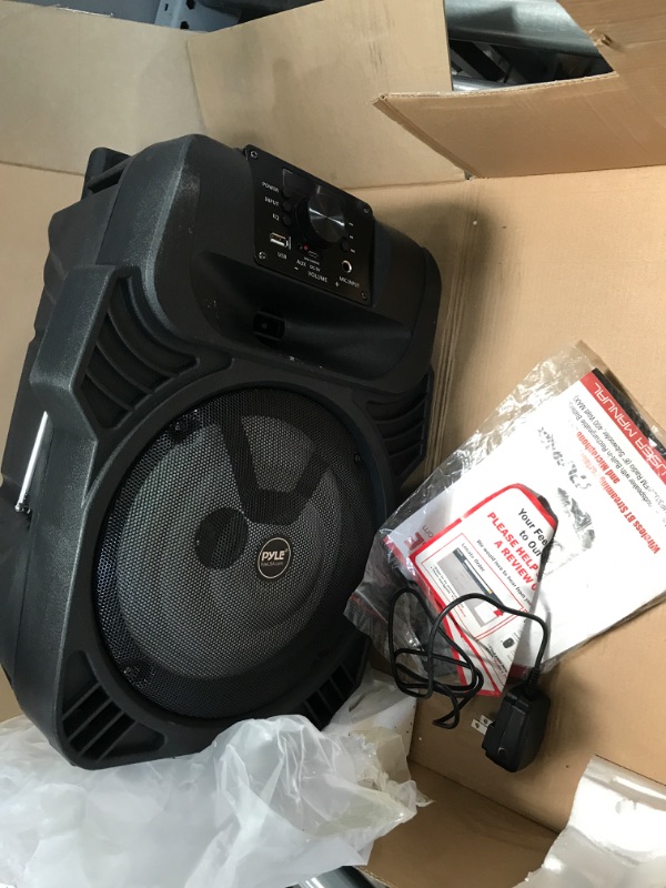 Photo 1 of Pyle 400W Portable Bluetooth PA Loudspeaker - 8” Subwoofer System, 4 Ohm/55-20kHz, USB/MP3/FM Radio/ ¼ Mic Inputs, Multi-Color LED Lights, Built-in Rechargeable Battery w/ Remote Control -PPHP844B