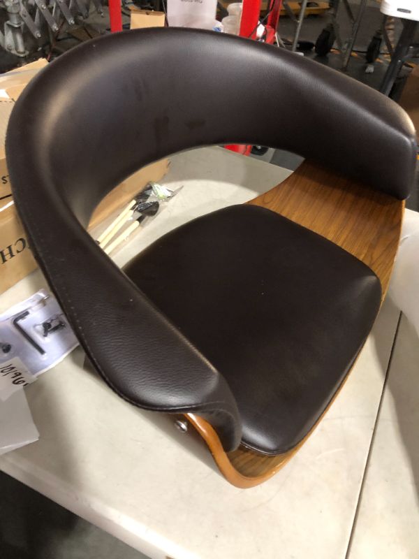Photo 2 of ***MINOR TEARS** SEAT ONLY MISSING BASE AND WHEELS** Armen Living Geneva Office Chair in Black Faux Leather and Chrome Finish
