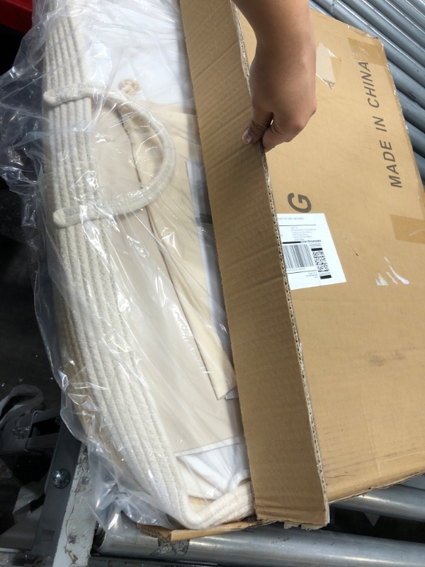 Photo 1 of Baby Changing Basket, Portable Cotton Moses Basket for Babies, Nursery Set with Waterproof Leather Pad,Thick Diaper Changing Pad, Leaf Shape Cushion,Storage Bag, Cotton Rope, Changing Table Topper Brown Basket