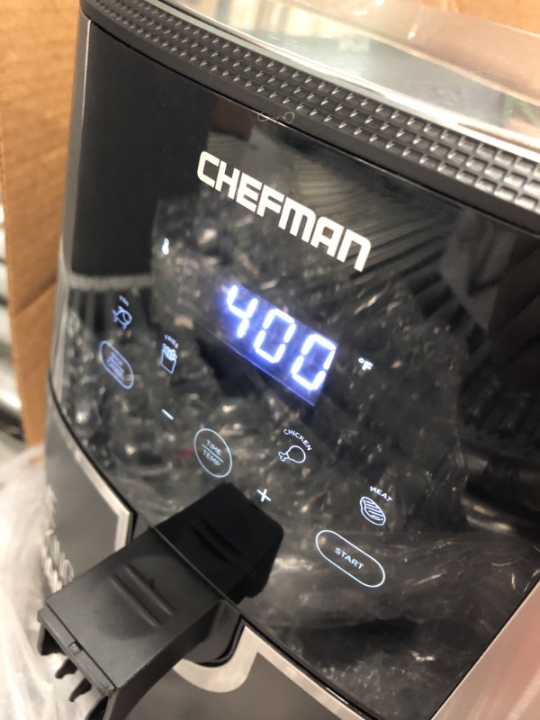 Photo 4 of ***HANDLE BROKEN***CHEFMAN Large Air Fryer Max XL 8 Qt, Healthy Cooking, User Friendly, Nonstick Stainless Steel, Digital Touch Screen with 4 Cooking Functions, BPA-Free, Dishwasher Safe Basket, Preheat & Shake Reminder 8 QT SS Air Fryer