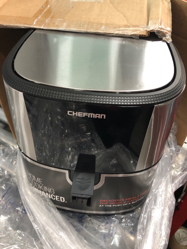 Photo 2 of ***HANDLE BROKEN***CHEFMAN Large Air Fryer Max XL 8 Qt, Healthy Cooking, User Friendly, Nonstick Stainless Steel, Digital Touch Screen with 4 Cooking Functions, BPA-Free, Dishwasher Safe Basket, Preheat & Shake Reminder 8 QT SS Air Fryer