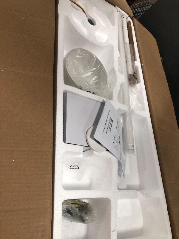 Photo 1 of WINGBO 72 Inch DC Ceiling Fan No Light with 3 Downrods, 5 Reversible Carved Solid Wood Blades, 6-Speed Noiseless DC Motor, Ceiling Fan without Lights in White Finish, ETL Listed 72" DC ceiling fan no light White