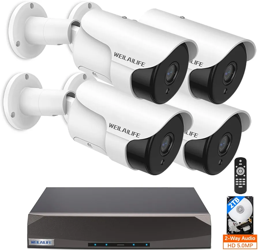 Photo 1 of ?2 Way Audio? 5.0 Megapixel Outdoor POE Security Camera System, Surveillance Camera System, 4 5MP IP Cameras 8-Channel 4K NVR Wire Home Video Surveillance 