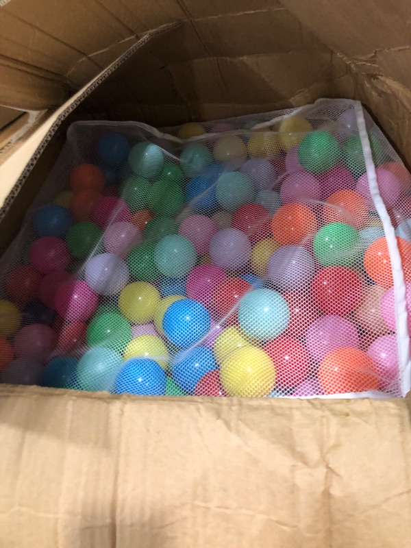 Photo 2 of Amazon Basics BPA Free Crush-Proof Plastic Ball Pit Balls with Storage Bag, Toddlers Kids 12+ Months, 6 Pastel Colors - Pack of 1000 6 Pastel Colors 1,000 Balls