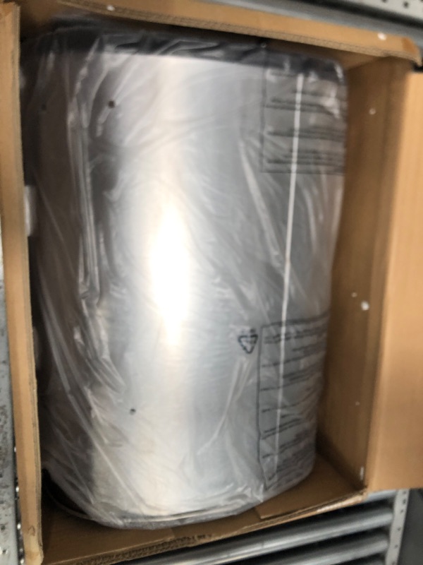 Photo 1 of **PARTS ONLY, BIN BENT AND LID DOES NOT FIT, MISSING CORD** iTouchless 13 Gallon Oval Sensor Touchless Trash Can Oval Stainless Steel