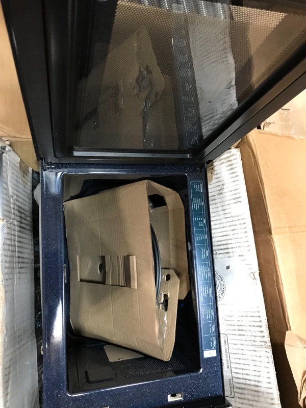 Photo 3 of **MINOR DENTS**SAMSUNG 1.1 Cu Ft Countertop Microwave Oven w/ Grilling Element, Ceramic Enamel Interior, Auto Cook Options,1000 Watt, MG11H2020CT/AA, Stainless Steel, Black w/ Mirror Finish,15.8"D x 20.4"W x 11.7"H
