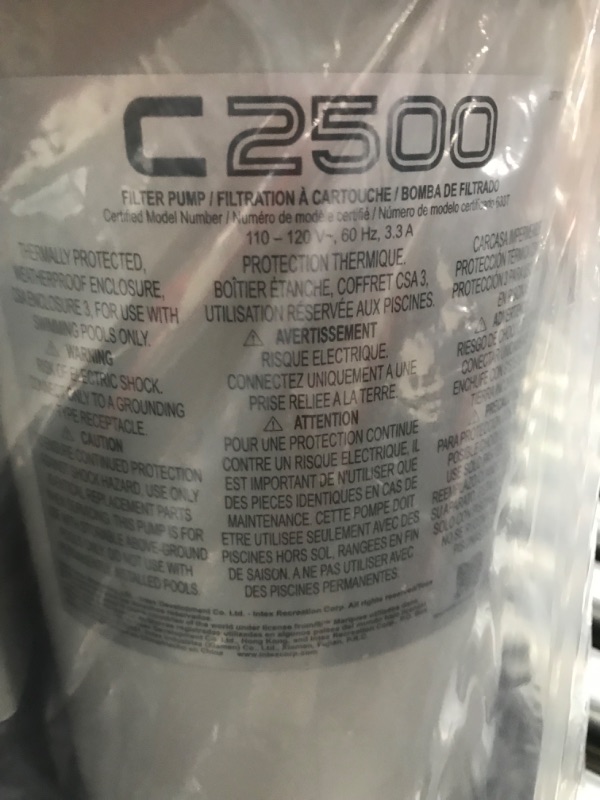 Photo 3 of **MINOR WEAR & TEAR**INTEX C1500 Krystal Clear Cartridge Filter Pump for Above Ground Pools: 2500 GPH Pump Flow Rate – Improved Circulation and Filtration – Easy Installation ��– Improved Water Clarity – Easy-to-Clean

