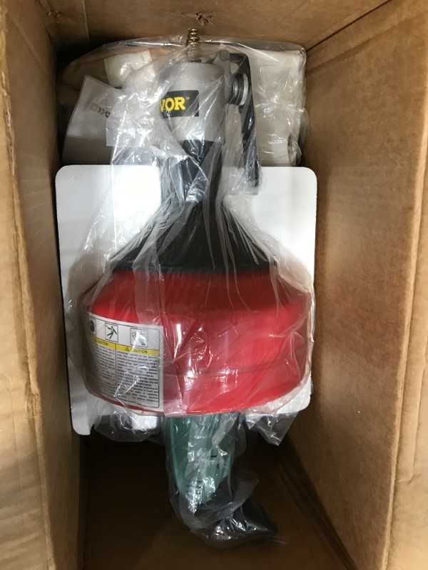 Photo 2 of (NOT FUNCTIONAL)VEVOR Electric Drain Auger Cleaner, 26 ft x 1/3 in Cable Sewer Snake Machine with Gloves, Portable Plumbing Tool for Unclogging 0.8 to 2.6 inch Pipes at Sinks/Tubs/Toilets/Kitchen, 700W Red