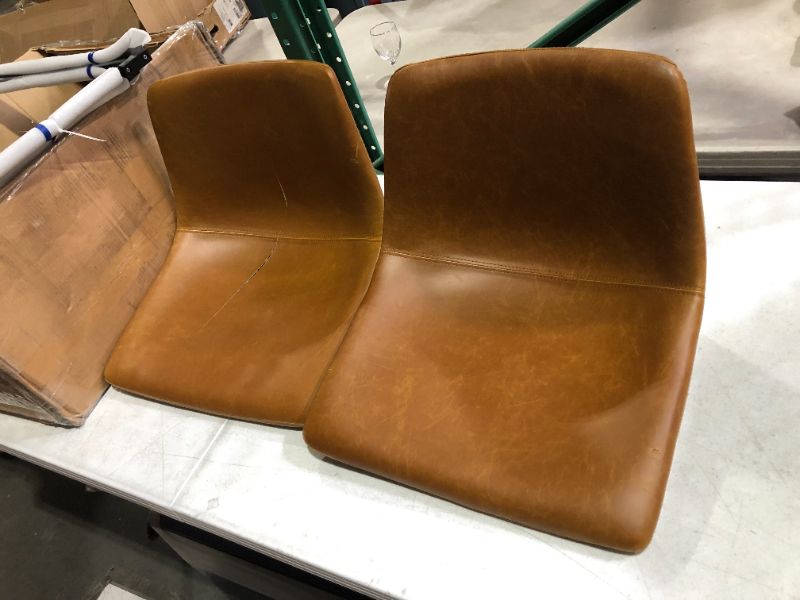 Photo 2 of ***MAJOR DAMAGE - MISSING PARTS - SEE NOTES***
Walker Edison Douglas Urban Industrial Faux Leather Armless Counter Chairs, Set of 2