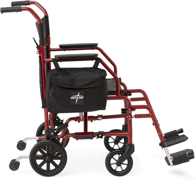 Photo 1 of **MISSING left leg extension**
Medline Steel Transport Wheelchair, Folding