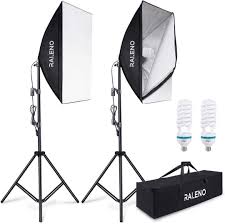 Photo 1 of RALENO 800W Softbox Photography Lighting Kit 2X20X28 inch Professional Continuous Lighting and LED Video Lighting Kit With 75inch Light Stands 3200-5600K Adjustable for Portraits and Products shooting