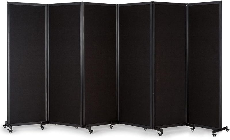 Photo 1 of Strongbird Room Divider,Portable Folding Room Dividers,Aluminum Privacy Screen Partition Separator,Freestanding Office School Dividers, 12'7"(L)* 6'7"(H),6 Panel,Black
