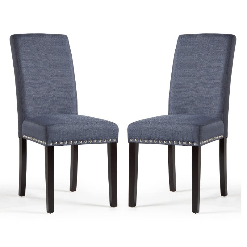 Photo 1 of DHI Nice Nail Head Upholstered Dining Chair in Graphite, 2 Pack
