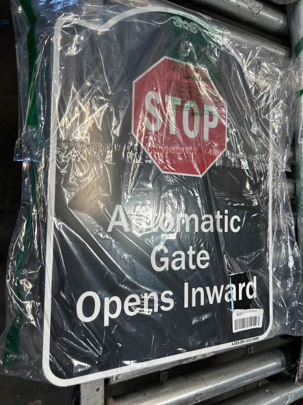 Photo 2 of SignMission Designer Series Sign - Stop, Automatic Gate, Opens Inward with Symbol Heavy-Gauge Aluminum Architectural Sign | Protect Your Business | Made in The USA Black & White