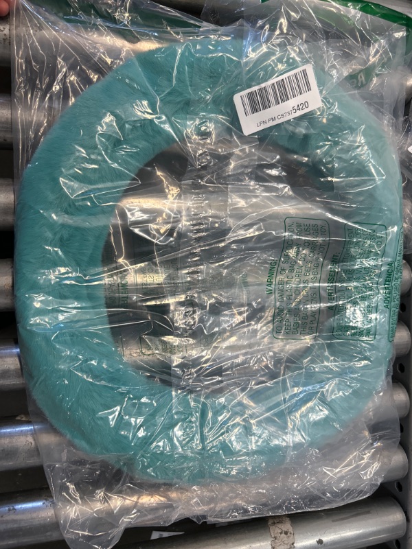 Photo 2 of BDK Faux Fur/Wool/Sheepskin Steering Wheel Cover- Mint Green/Teal, 14.5-15 inch