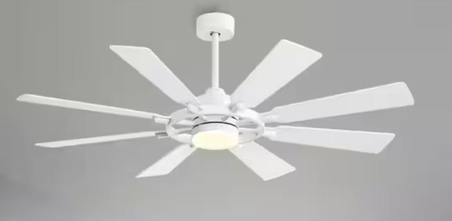 Photo 1 of 80 in. 8 Blades LED Indoor White Ceiling Fan with Remote