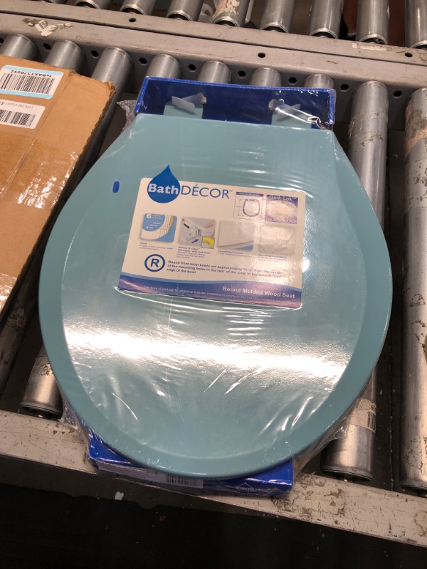 Photo 1 of **SCRATCHED TOP** Bath Décor 1F1R5-45 Premium Molded Wood Round Toilet Seat with Adjustable Hinge & OSG, Regency Blue