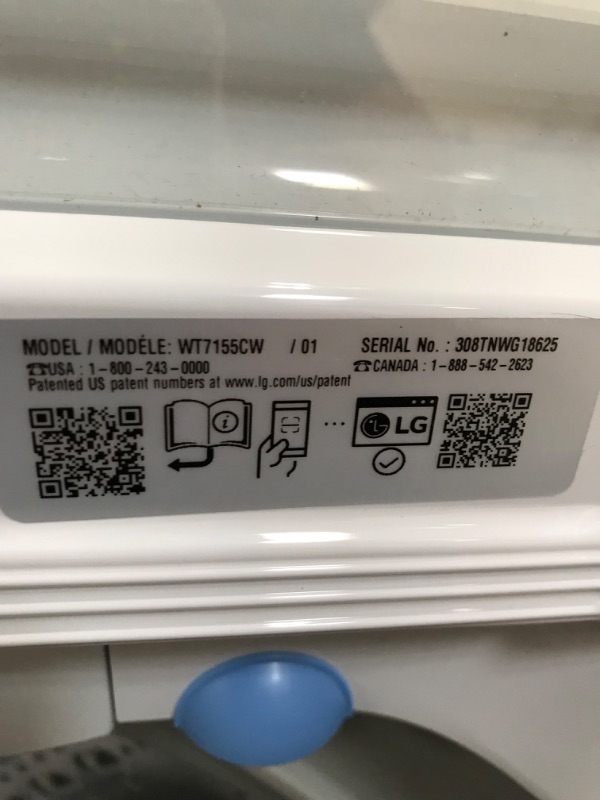 Photo 4 of LG 4.8-cu ft High Efficiency Agitator Top-Load Washer (White) ENERGY STAR