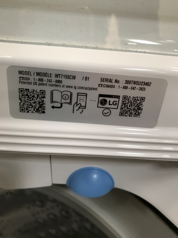 Photo 4 of LG 4.8-cu ft High Efficiency Agitator Top-Load Washer (White) ENERGY STAR