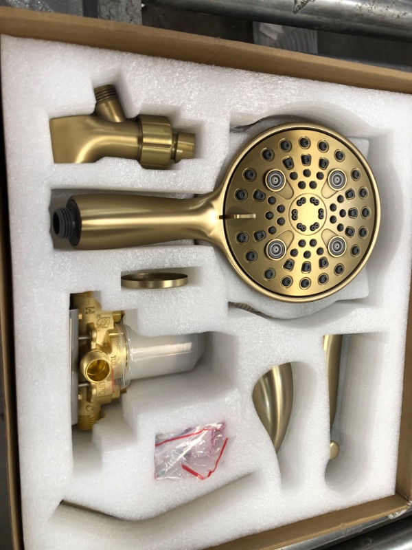 Photo 2 of 2-Handle 9-Spray Tub and Shower Faucet and Handheld Combo with 8 in. Shower Head in Brushed Gold
