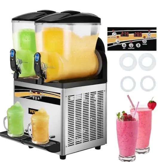 Photo 1 of 1055 oz. Commercial Slushy Machine 15L x 2 Tanks Frozen Drink Machine Snow Cone Machine Margarita Machine 1000W
