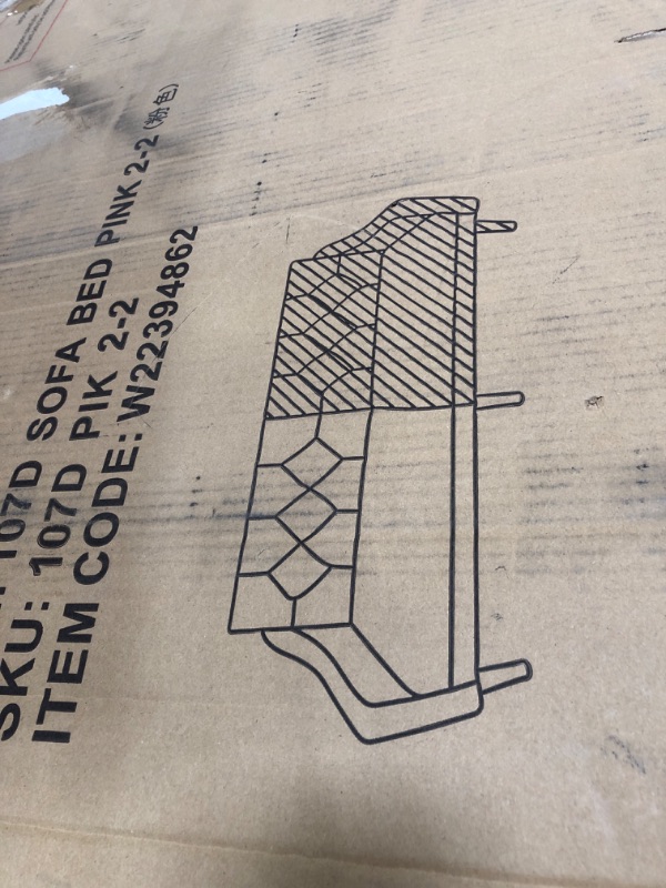 Photo 2 of **INCOMPLETE MISSING BOX 1 OF 2!! Modern Velvet Sofa Bed Futon with 2 Pillows,2-in 1 Convertible Sleeper Couch Bed,Folding Recliner Loveseat with Golden Metal Legs for Living Room Apartment Office (Pink)
