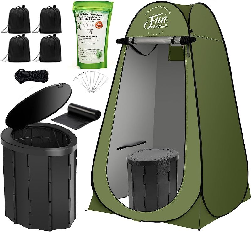 Photo 1 of *only tent*- FUN ESSENTIALS Portable Toilet For Adults, Pop Up Privacy Tent, X Large 