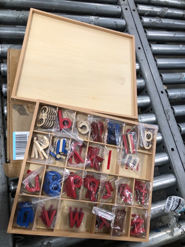 Photo 2 of **SEE NOTES**
Elite Montessori Wooden Movable Alphabet with Box Preschool Spelling Learning Materials (Red & Blue, 5mm Thick)