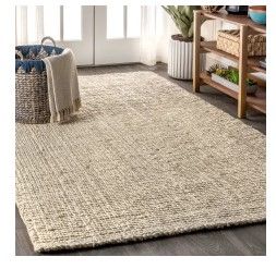 Photo 1 of 4X6 Natural FiberJute Hand Woven Solid Rectangle Area Rug