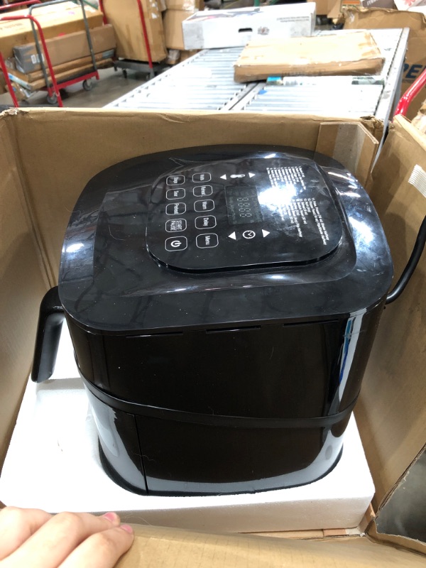 Photo 2 of **NOT FUNCTIONAL PARTS ONLY!! NUWAVE Brio 8-Qt Air Fryer, Powerful 1800W, Easy-to-Read Cool White Display, 50°-400°F Temp Controls, 100 Pre-Programmed Presets & 50 Memory Slots, Integrated Smart Thermometer, Linear T Technology 8 QT Black Air Fryer