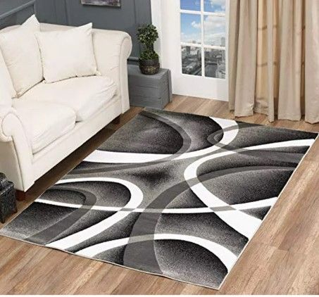 Photo 1 of  Modern Area Rug Swirls Carpet Bedroom Living Room Contemporary Dining Accent Sevilla Collection 4816 (8x10, Grey)
