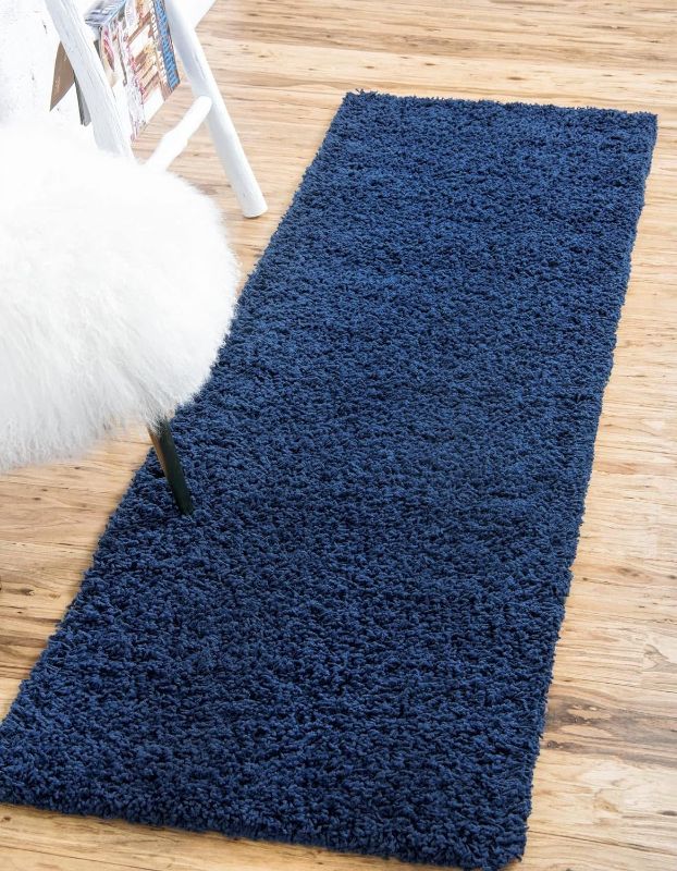 Photo 1 of 2'8 X 6' Navy  Blue shag  runner rug 