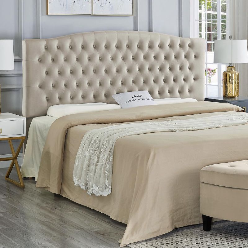 Photo 1 of 24KF Velvet Upholstered Tufted Button King Headboard and Comfortable Fashional Padded King/California King Size headboard-  King/CA King Headboard
Stock photo similar see actual photo