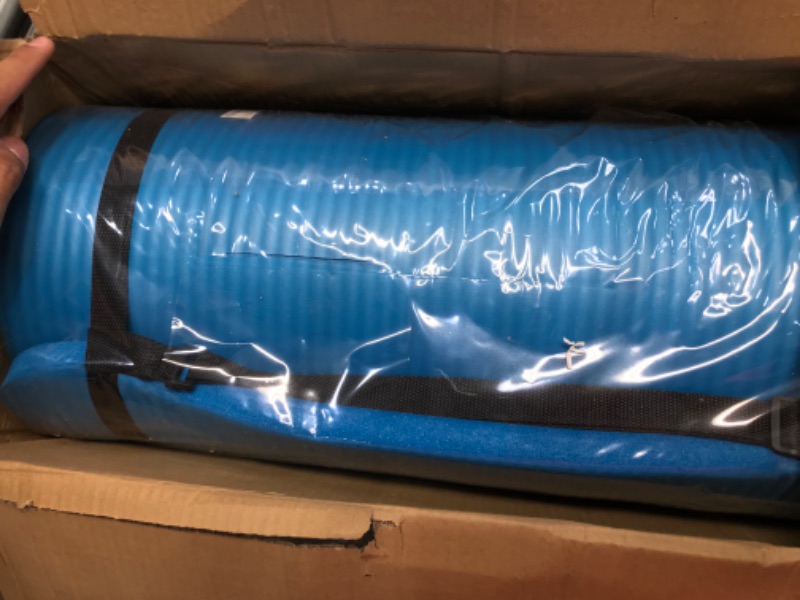 Photo 1 of BalanceFrom All Purpose 1-Inch Extra Thick High Density Anti-Tear Exercise Yoga Mat with Carrying Strap Blue Retail Packaging