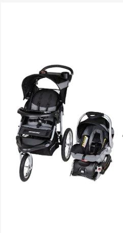 Photo 1 of Baby Trend Expedition Jogger Travel System, Millennium White + Baby Trend EZ Flec Loc 32 Infant Car Seat Base, Black