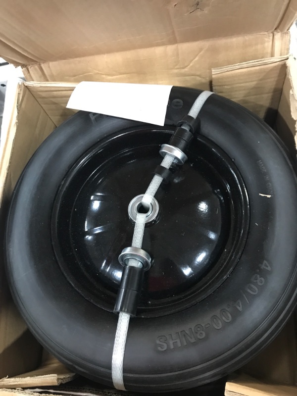 Photo 2 of 2-Pack 15x6.50-6 Flat-Free Tire with Rim,3"Centered Hub with 3/4" Ball Bearing,w/Grease Fitting?500lbs Capacity,15x6.50x6 No-Flat Solid Rubber Turf Wheel,for Riding Lawn mower,Garden Cart