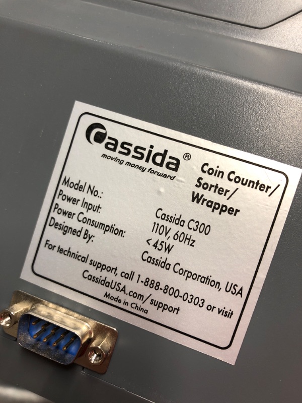 Photo 1 of ***PARTS ONLY NOT FUNCTIONAL***Cassida C300 Professional USD Coin Counter, Sorter and Wrapper/Roller | 35% Faster Wrapping Coins with Quickload Technology | 300 Coins/Minute | Printing-Compatible | Includes 5 Wrapper Sets