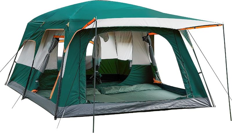 Photo 1 of ****UNKNOWN IOF COMPLETE*********KTT Extra Large Tent 12 Person(Style-B),Family Cabin Tents,2 Rooms,Straight Wall,3 Doors and 3 Windows with Mesh,Waterproof,Double Layer,Big Tent for Outdoor,Picnic,Camping,Family Gathering
