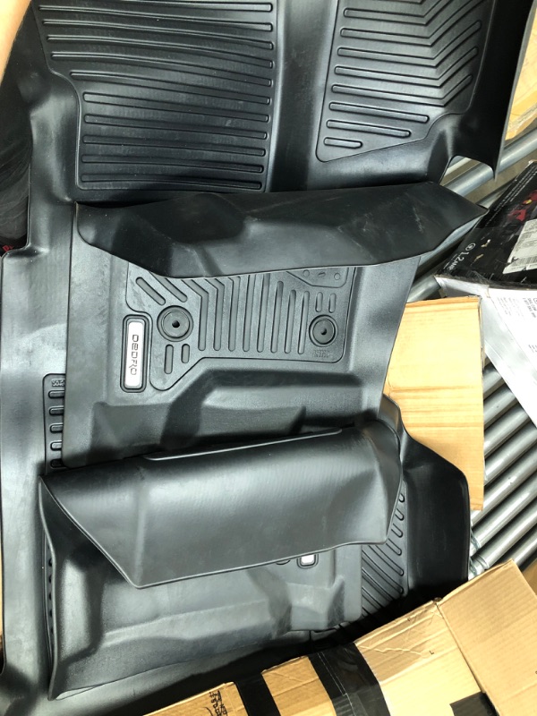 Photo 2 of OEDRO Floor Mats Fit 2014-2018 Chevy Silverado/GMC Sierra 1500 Crew Cab, 2015-2019 Silverado/Sierra 2500 HD/3500 HD Crew Cab, Black TPE All Weather 2 Row Floor Liner Set (Front & 2nd Seat) 2014-2018 & 2015-2019