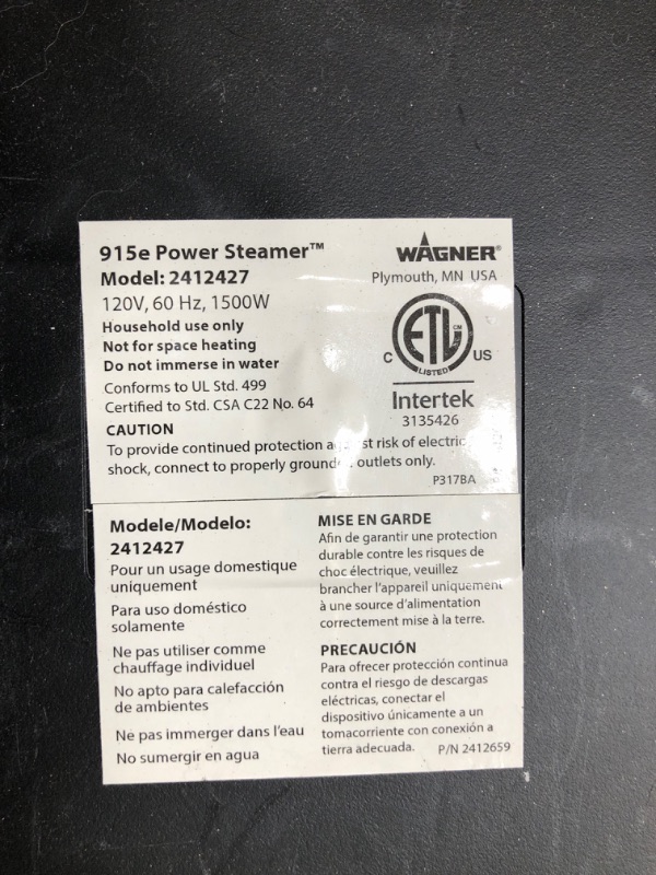 Photo 4 of **SEE NOTES**
Wagner Spraytech 0282014 915e On-Demand Steam Cleaner & Wallpaper Removal, Multipurpose Power Steamer, 18 Attachments Included (Some Pieces Included in Storage Compartment) 915 Steam