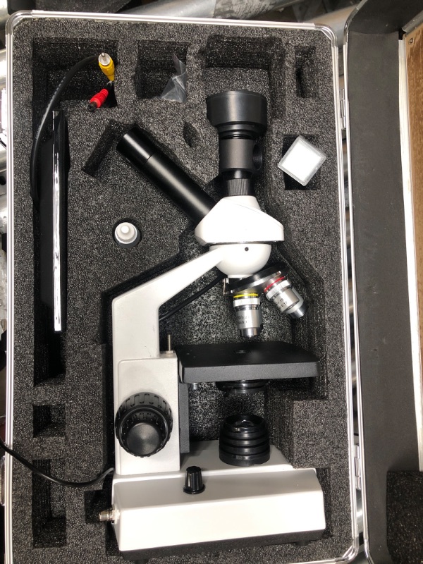 Photo 3 of [Blood Version] Vabiooth Dual-View Compound Monocular Microscope 40X-2500X Magnification with 7" LCD Screen 5MP E-Eyepiece, Adjustable Mechanical Stage, Aluminum Carry Box for observing Live Blood