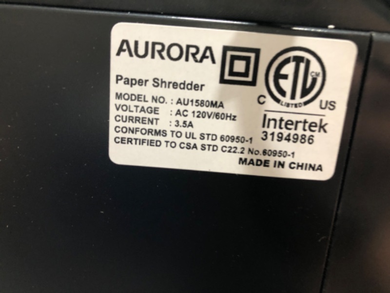 Photo 3 of Aurora Professional Grade High-Security 15-Sheet Micro-Cut Shredder