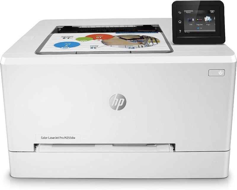 Photo 1 of HP Color LaserJet Pro M255dw Wireless Laser Printer, Remote Mobile Print, Duplex Printing, Works with Alexa (7KW64A), White
