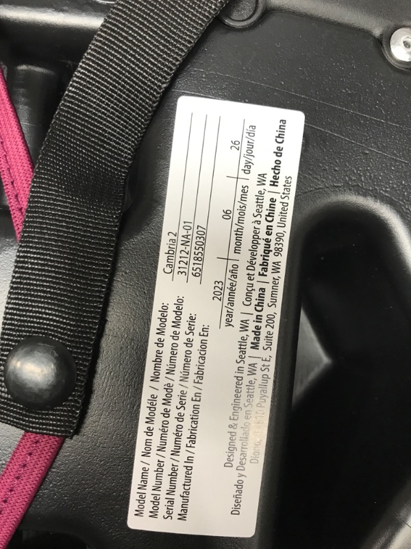 Photo 3 of Diono Cambria 2 XL 2022, Dual Latch Connectors, 2-in-1 Belt Positioning Booster Seat, High-Back to Backless Booster with Space and Room to Grow, 8 Years 1 Booster Seat, Pink NEW! Pink