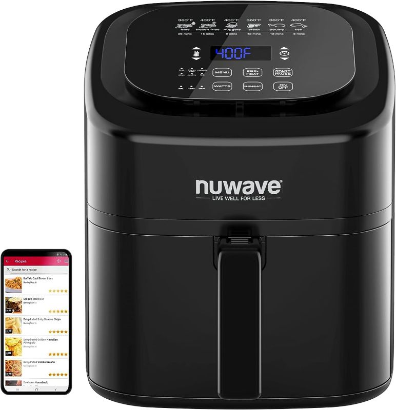 Photo 1 of Nuwave 6-quart Brio Healthy Digital Air Fryer with One-Touch Digital Controls, 6 Preset Menu Functions & Removable Divider Insert, Black
