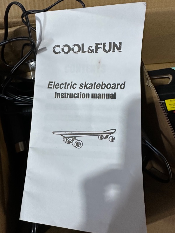 Photo 8 of * item powers on * unable to test further *
Cool&Fun Electric Skateboard, Brushless Motor Electric Skateboard with Remote, 10MPH Top Speed,
