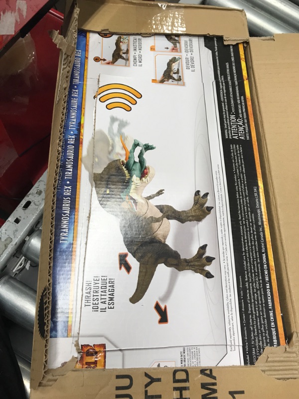 Photo 2 of ?Jurassic World Dominion Dinosaur T Rex Toy, Thrash ‘N Devour Tyrannosaurus Rex Action Figure with Sound and Motion???? Frustration Free Packaging
