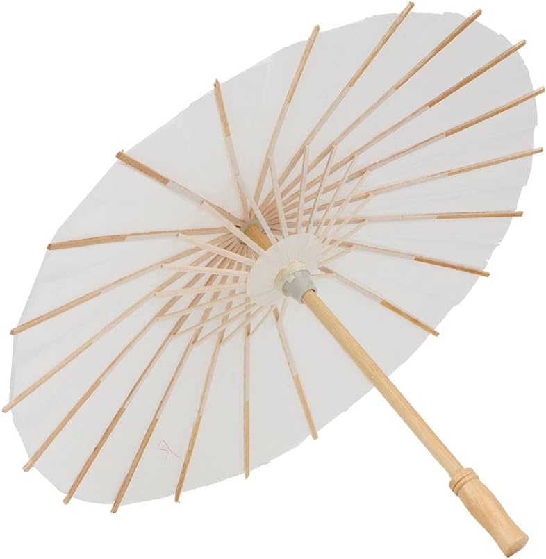 Photo 1 of **SET OF 9** Rainproof Paper Umbrella, Pure White Handmade Chinese Oiled Paper Umbrella Parasol for Wedding, Bridesmaids (Diameter 15.6 inch)
