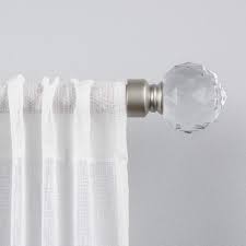 Photo 1 of *MINOR DAMAGE* Exclusive Home Crystal Ball 1" Curtain Rod and Coordinating Finial Set, Matte White, Adjustable 66"-120" Matte White 66-120